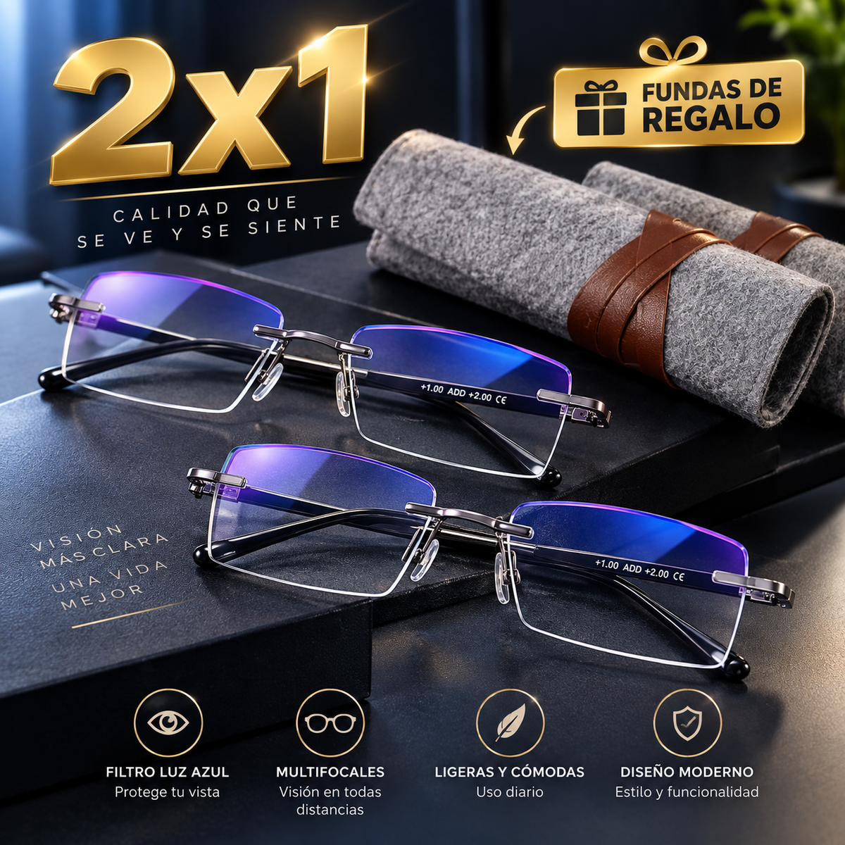 FlexVision™ | Gafas Multifocales Autoadaptables – Pack 2x1